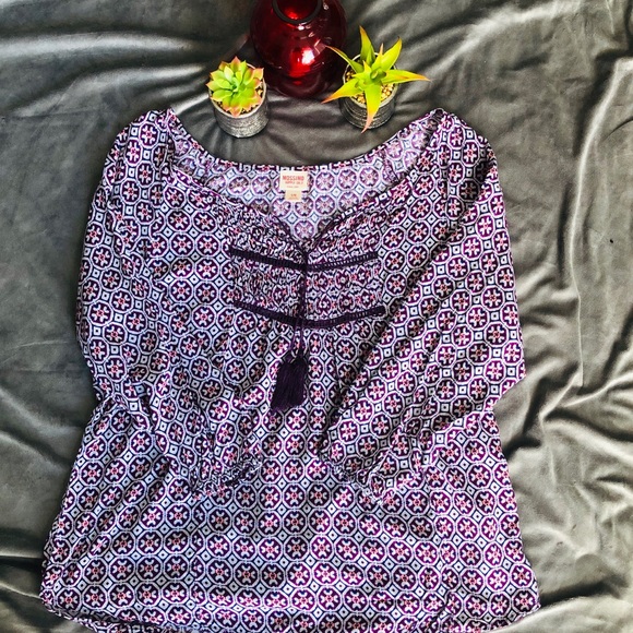 MOSSIMO - L PURPLE/GREY/PINK TUNIC BLOUSE - Picture 3 of 6